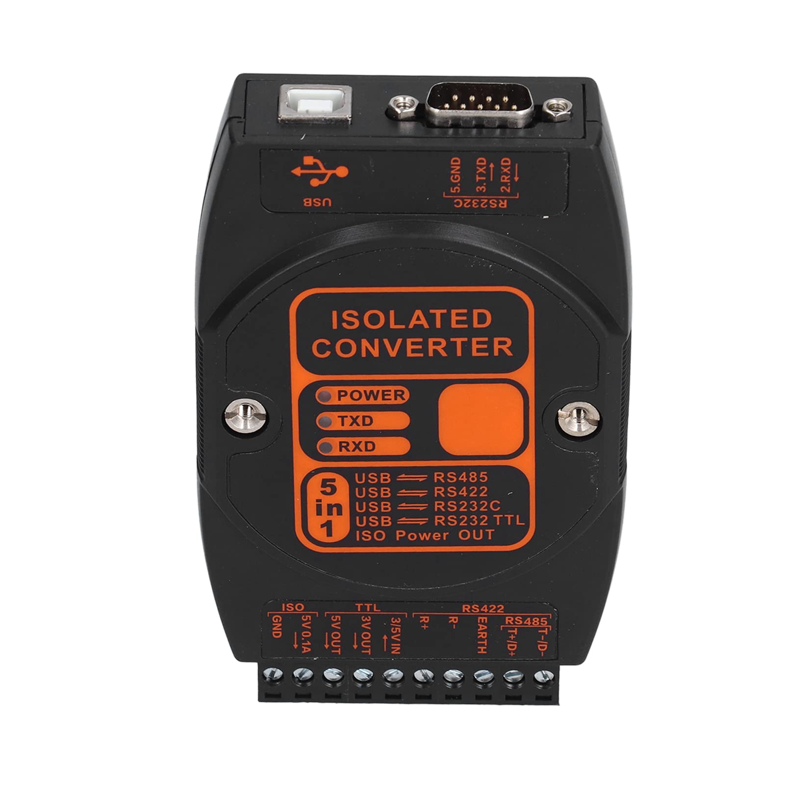 Aramox Adapter USB na USB Twardy Konwerter na Moduł Izolujący 5 W 1 Izolowany Zasilacz 2 W 256 Węzłów do Sterowania Przemysłowego Komunikacja Szeregowa PLC ((Szybkość komunikacji 200 Kb))