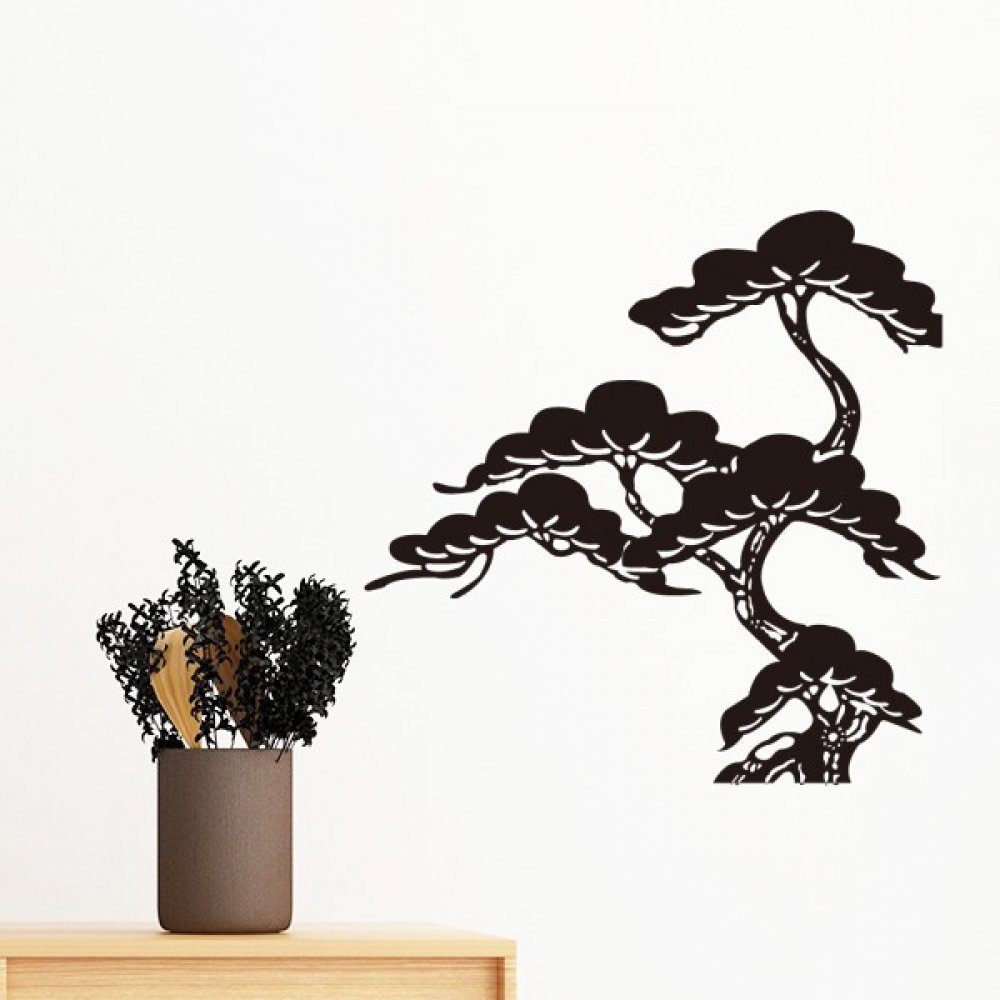 Peinture japonaise bleue en sticker mural amovible pour creer un salon zen