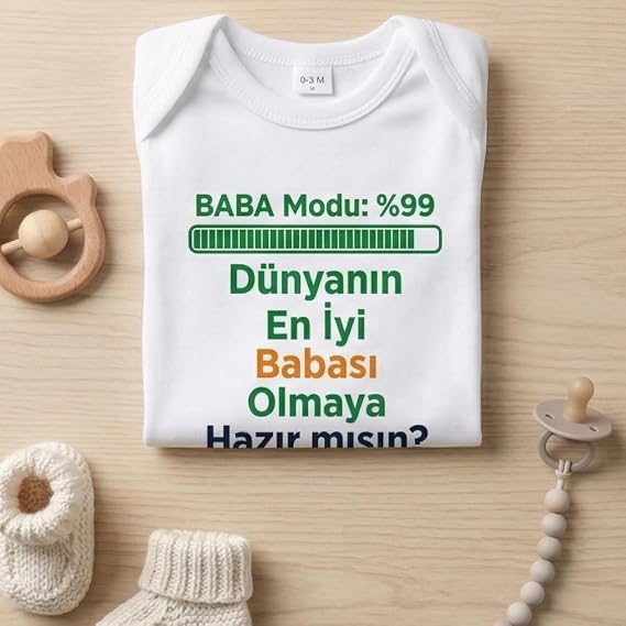 Babaya Hamilelik Müjdesi ve Duyurusu İçin Bebek Zıbın Body%100 Pamuk Hediye Zıbın