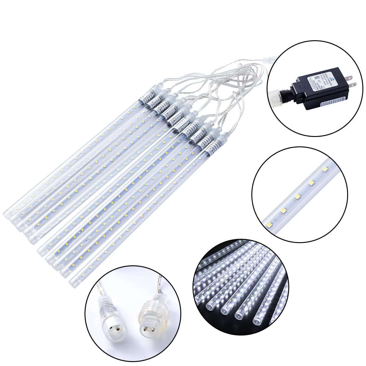 Joiedomi 3 Pack 540 LED Meteor Shower Rain Lights 10 Tubes 50cm White for Halloween, Christmas, New Year, Wedding, Party, Holiday, Valentine's Day, Thanksgiving Day, Outdoor Decoration