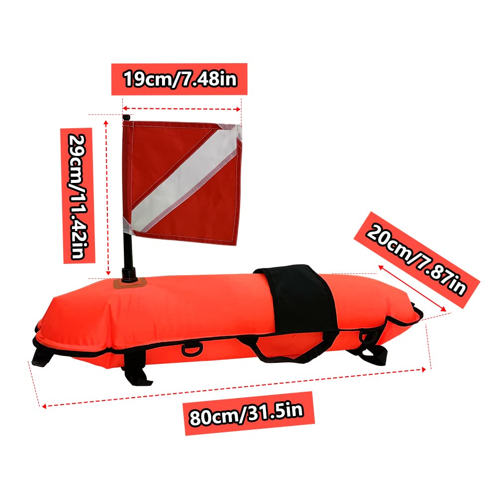 NC Torpedo Boa Galleggiante per immersioni subacquee, pesca subacquea, apnea, snorkeling e nuoto con bandiera subacquea (arancione)