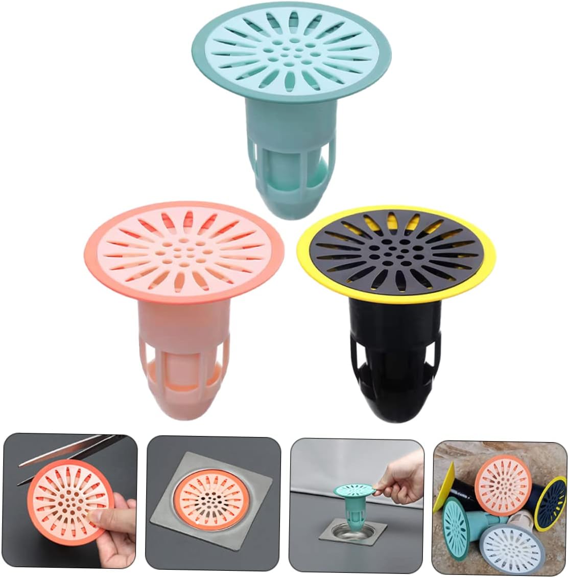 6pcs Floor Drain Deodorizers for Home Toilet Sink Toilet Bowl Deodorizer Hair Strainer Drain Backflow Preventer Toilet Deodorizer Floor Drain Cover Toilet Deodorizer Filter Catcher (Color : Assorted