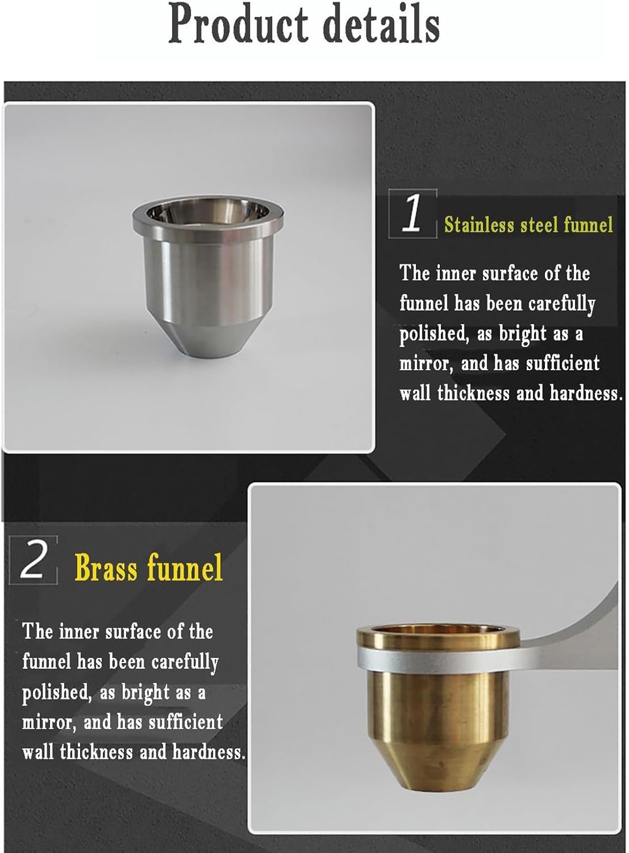 Misuratore di densità apparente e flussometro, flussometro Hall 2 in 1 con Imbuto da 2,5 mm e 5 mm per misurare la capacità di Flusso e la densità apparente, in Ottone.,Brass