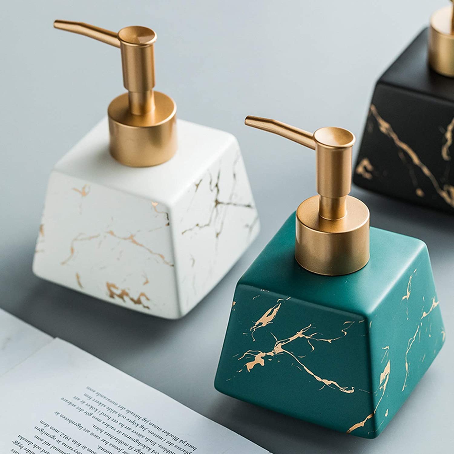 Dispenser di sapone per le mani ricaricabile per bagno dell'hotel, bagno, cucina, dispenser di sapone in ceramica, dispenser di sapone da bagno, dispenser di lozione per doccia con texture unica.