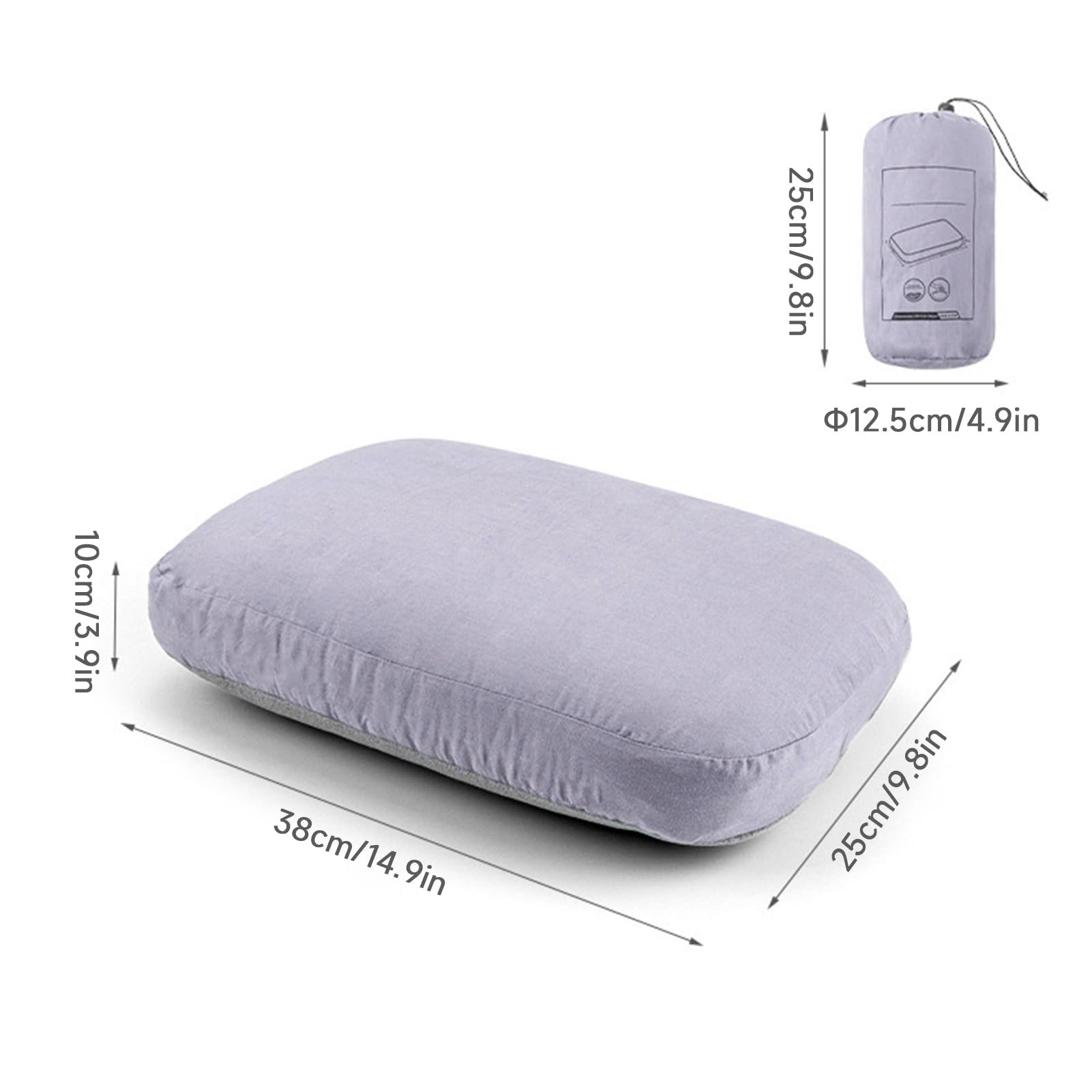 Almohada de Espuma viscoelástica para Camping, portátil, de Rebote Lento, con Tela Transpirable y silenciosa, de Doble Cara, para Acampar al Aire, Viajes, avión, Coche,