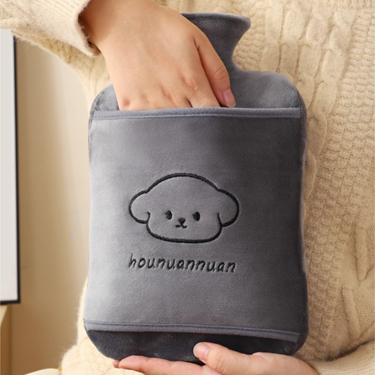 Bolsa de Agua Caliente Bolsa De Agua Caliente Llena De Agua Bolsa De Agua Caliente Llena De Agua Calentador De Barriga Calentador De Manos De Felpa Hot Water Bottle Segura(Bruin)