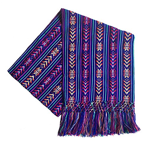 Mexican Handmade Colorful Rebozo Shawl (Blue)