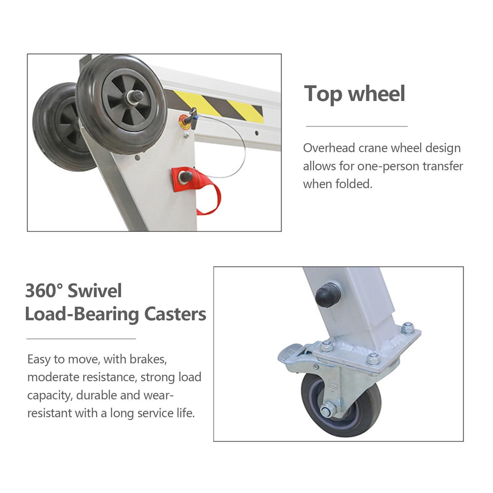 Tragbarer Portalkran (250–1000 kg), faltbar, aus Aluminiumlegierung, mit Universalrädern for optimale Mobilität(1100lb/500kg)