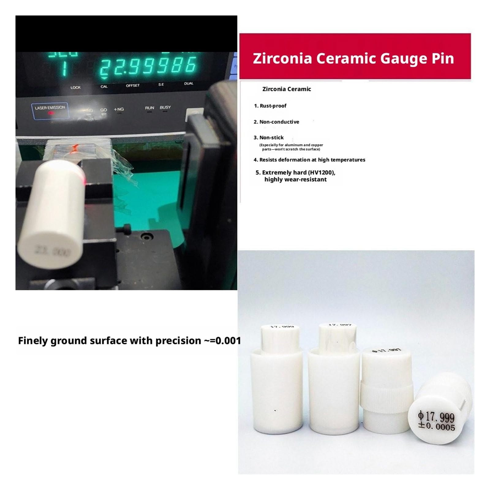 1 Szt. Precyzyjne Ceramiczne Wskaźniki Pinowe/Miernik Otworów 0,5 Μm Przemysłowe Narzędzia Kalibracyjne Do Suwmiarek I Mikrometrów Precyzyjny pomiar(17mm)