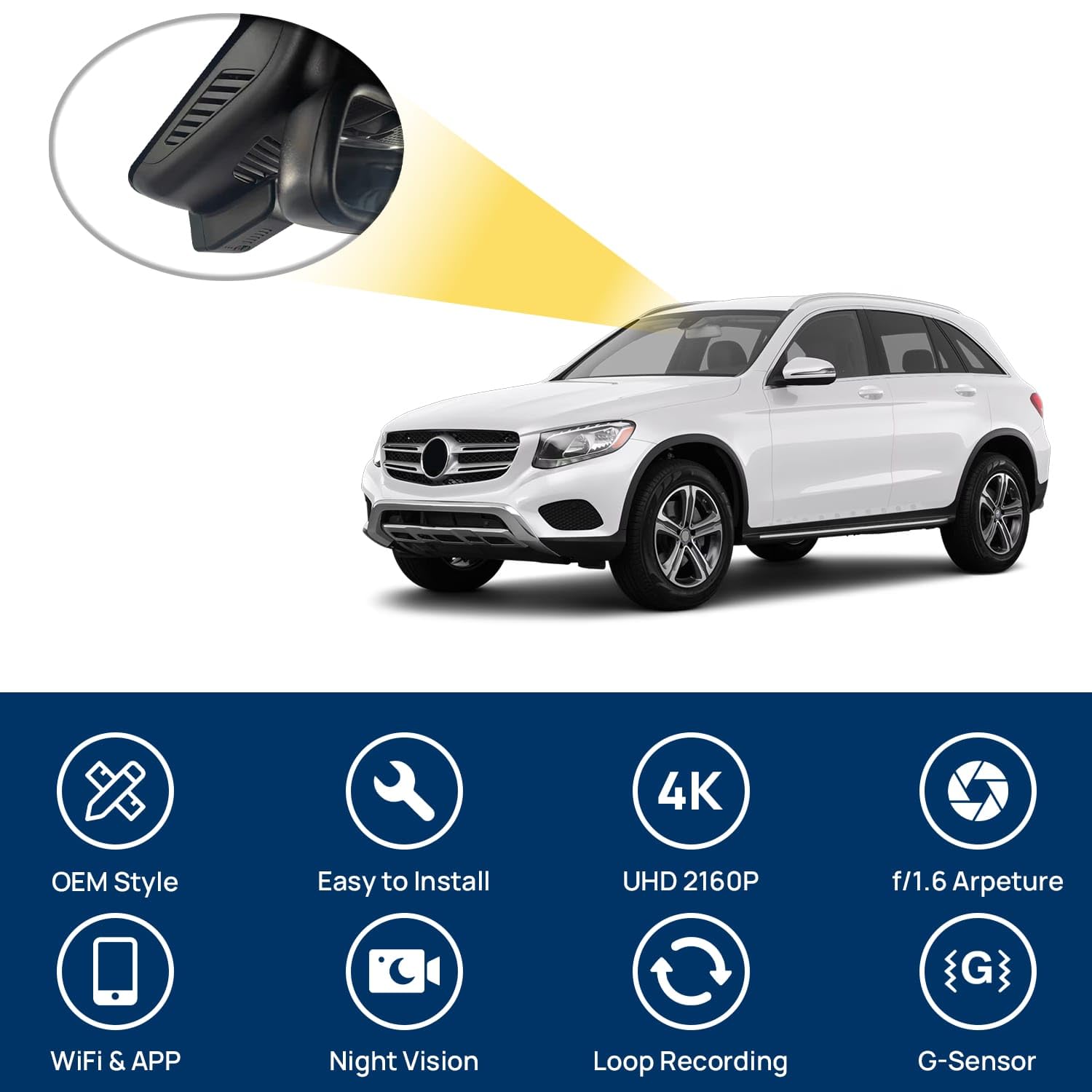 Dash Cam 10" Per Mercedes GLC 2023-2024, 2K+1080P Con GPS E Wi-Fi, Angolo 170°, Scheda 32GB Inclusa