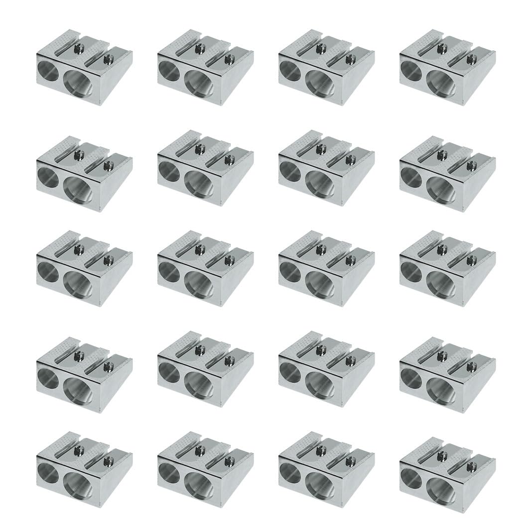 FABER-CASTELL 205236 - Metal Sharpener Small, 20 Double Sharpeners, Sharpener Thick and Thin Pens