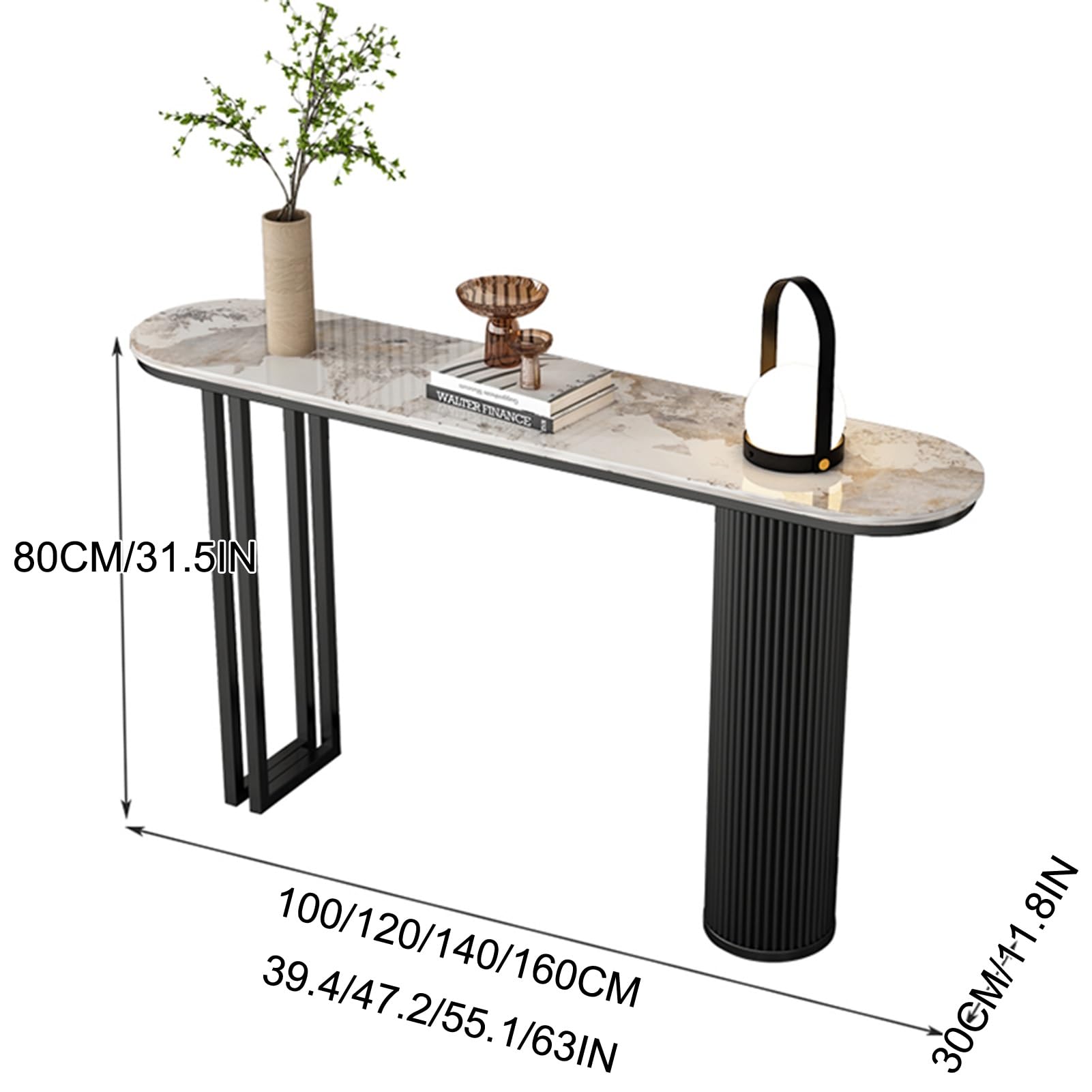 Mesa consola estrecha para recibidor, mesa de recibidor moderna con patas metálicas geométricas, mesas auxiliares, mesa de recibidor con espacio de almacenamiento, mesa de recibidor rústica para pas