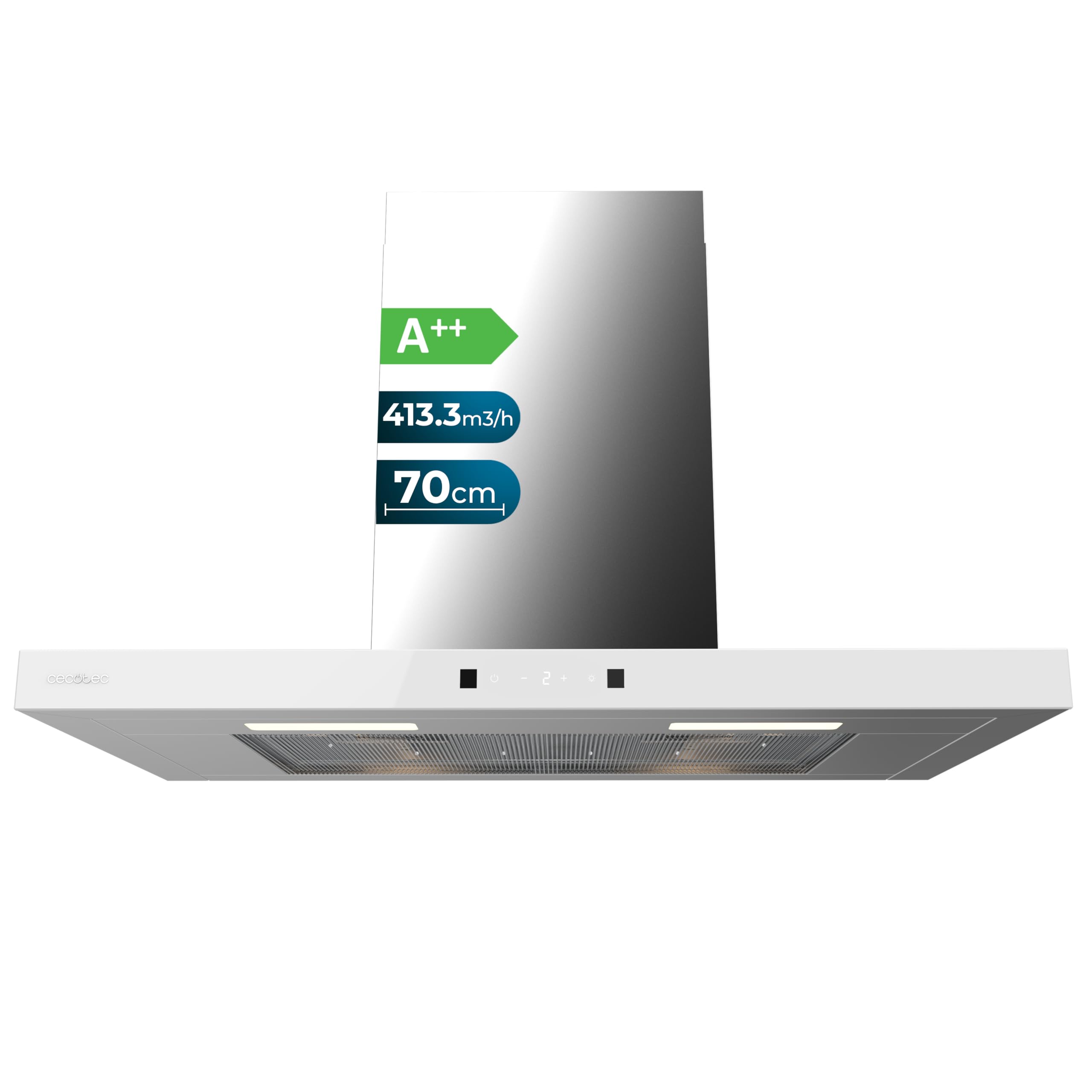 Cecotec Campana Extractora en forma de T Bolero Flux TT 704400 Inox A++, 70cm, 413,3m³/h de succión, Clase A++, Control Táctil Invisible, Hand Movement Control, Función Booster, Filtros Lavables - 1