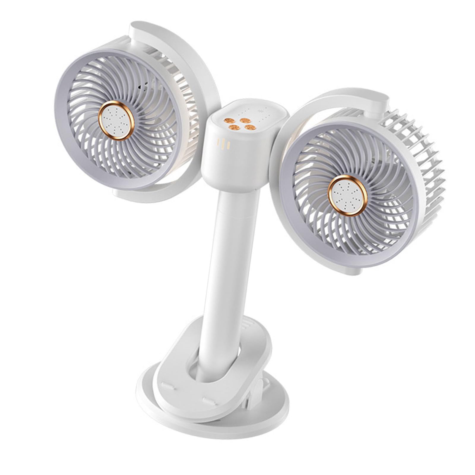 Jazuaiao USB Powered Desk Fan Double Head Circulation Fan with Adjustable Angles for Laptop and Desktop Cooling Night Light Desk
