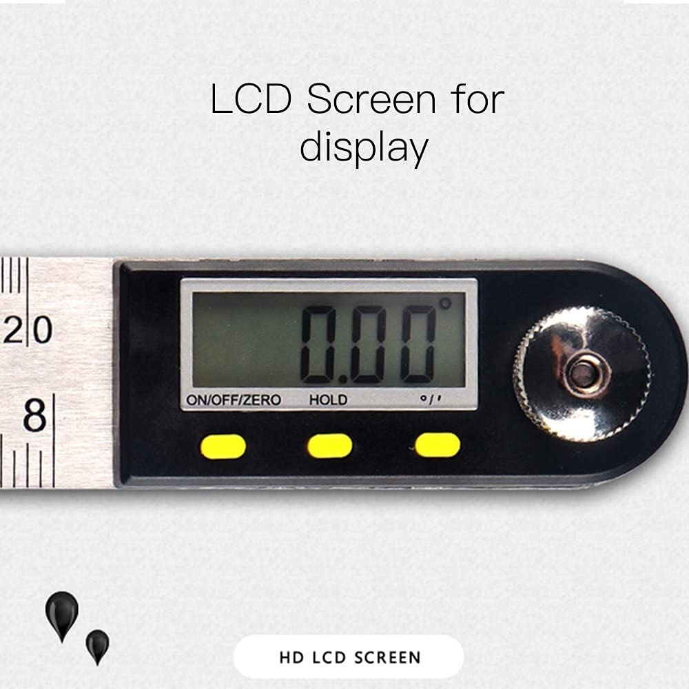 WJJ 0-200mm Multifunzione Digital LCD Display Angolo Righello 360 ° Acciaio Inossidabile Goniometro elettronico Goniometro Strumento di misurazione del goniometro