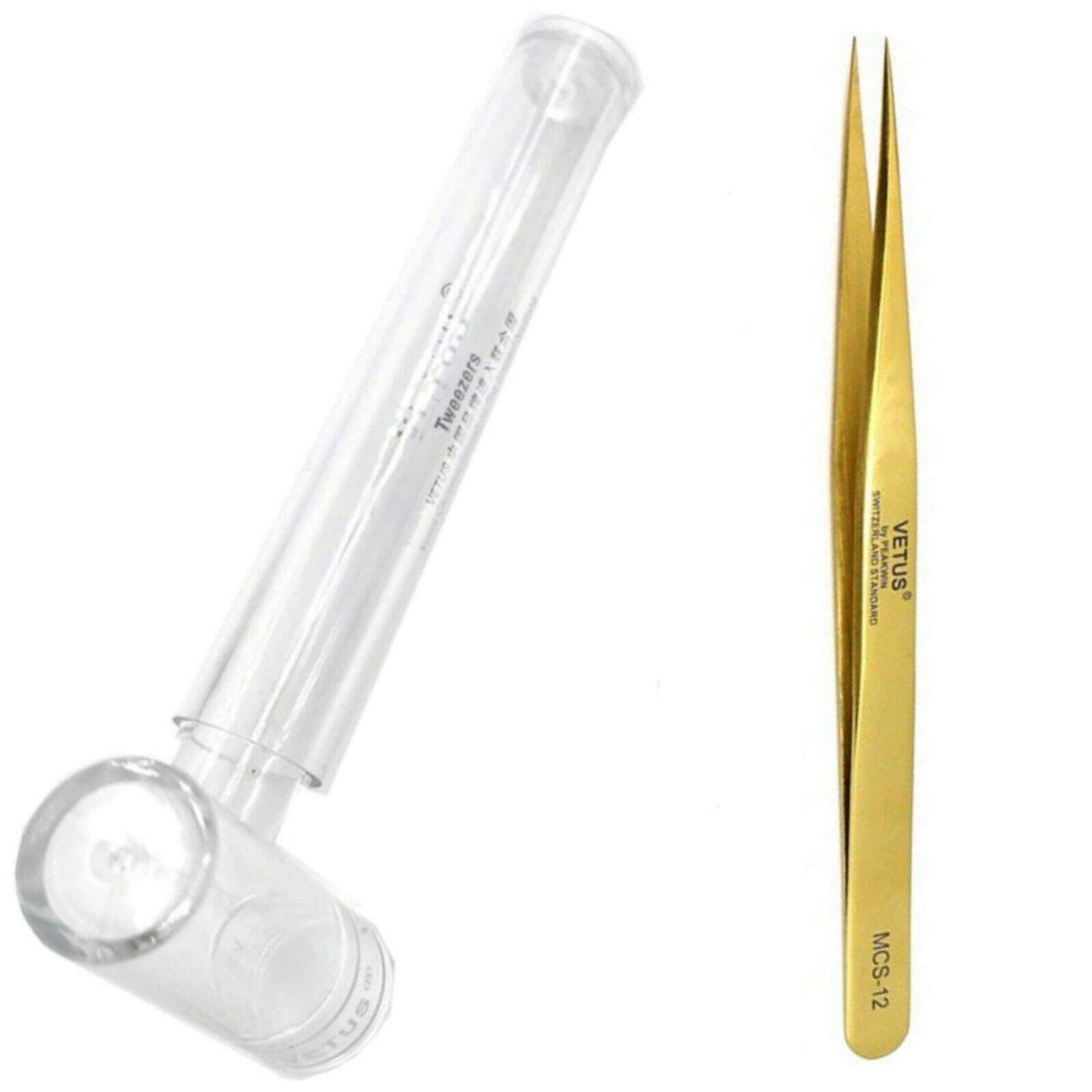 WIMPERN PINZETTE VETUS für Wimpernverlängerung und Volumentechnik, SET Grau (4x MCS-12 bis MCS-19)