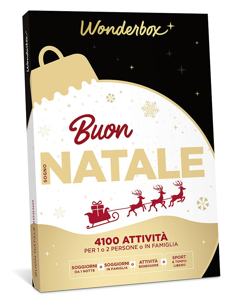 WONDERBOX - Cofanetto Regalo - Buon Natale Sogno - per 1 o 2 Persone | 1 attività a scelta - Più di 4100 esperienze - Soggiorni, benessere o sport & tempo libero