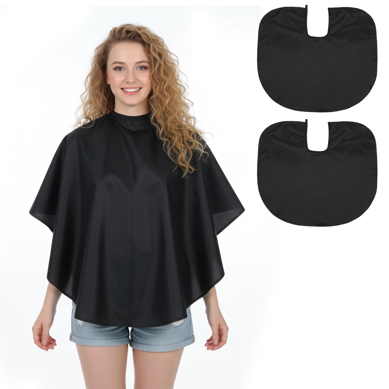 2 PCS Makeup Cape, Shortie Hair Dye Cape Waterproof Barber Black Hairdresser Capes Water-Resistant Shampoo Capes Beauty Salon Shorty Smock for Artist Clients, Lightweight 31.4”*27.5”