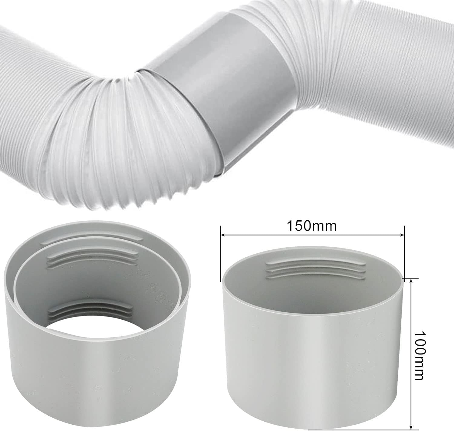 Flacher Abluftschlauch-Adapter 150mm Für Klimageräte - Fenster Adapter Für Mobile Klimaanlagen