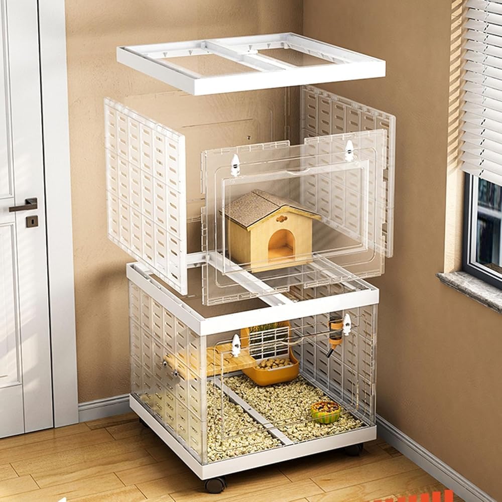 Jaula de conejito de interior, jaula de chinchilla, jaulas de cobayas, panel acrílico transparente, fácil de mover para ratas adultas, hurones, chinchillas, jaula de animales pequeños con accesorios
