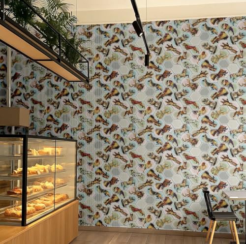 Papier peint vinyle S4Sassy hexagonal gris revêtement mural commercial - 6