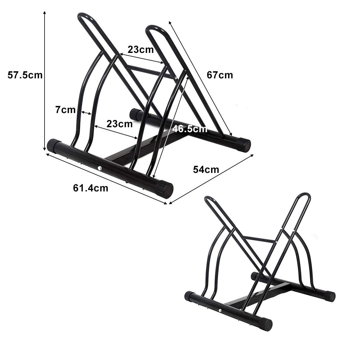 COSTWAY Aparcamiento para 2 Bicicletas para Pared o Suelo Ciclismo Soporte Metal Color Negro