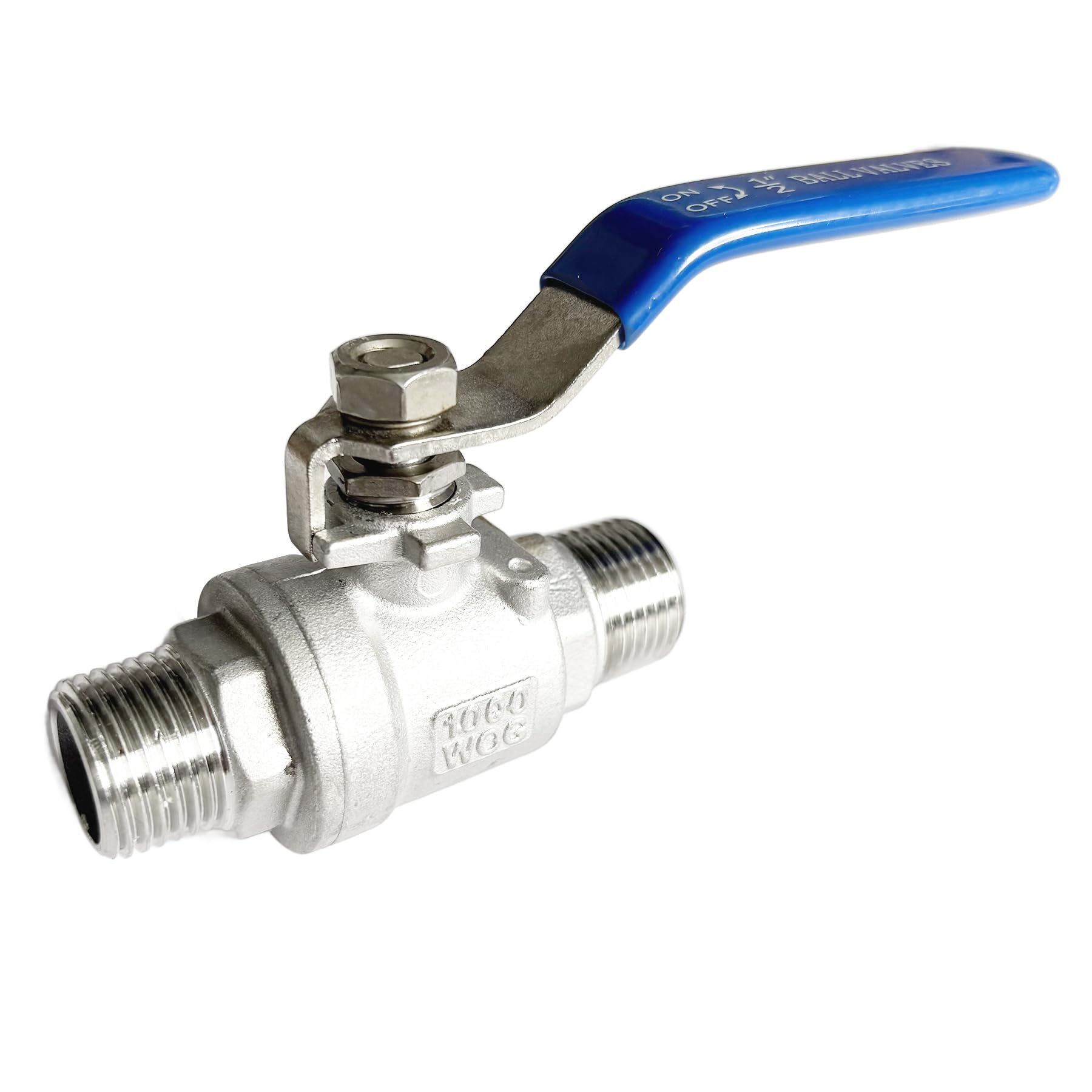 LOZOME 1/2 inch Male to Male Thread Ball Valve 304 Stainless Steel Full Port NPT Thread Ball Valves WOG1000