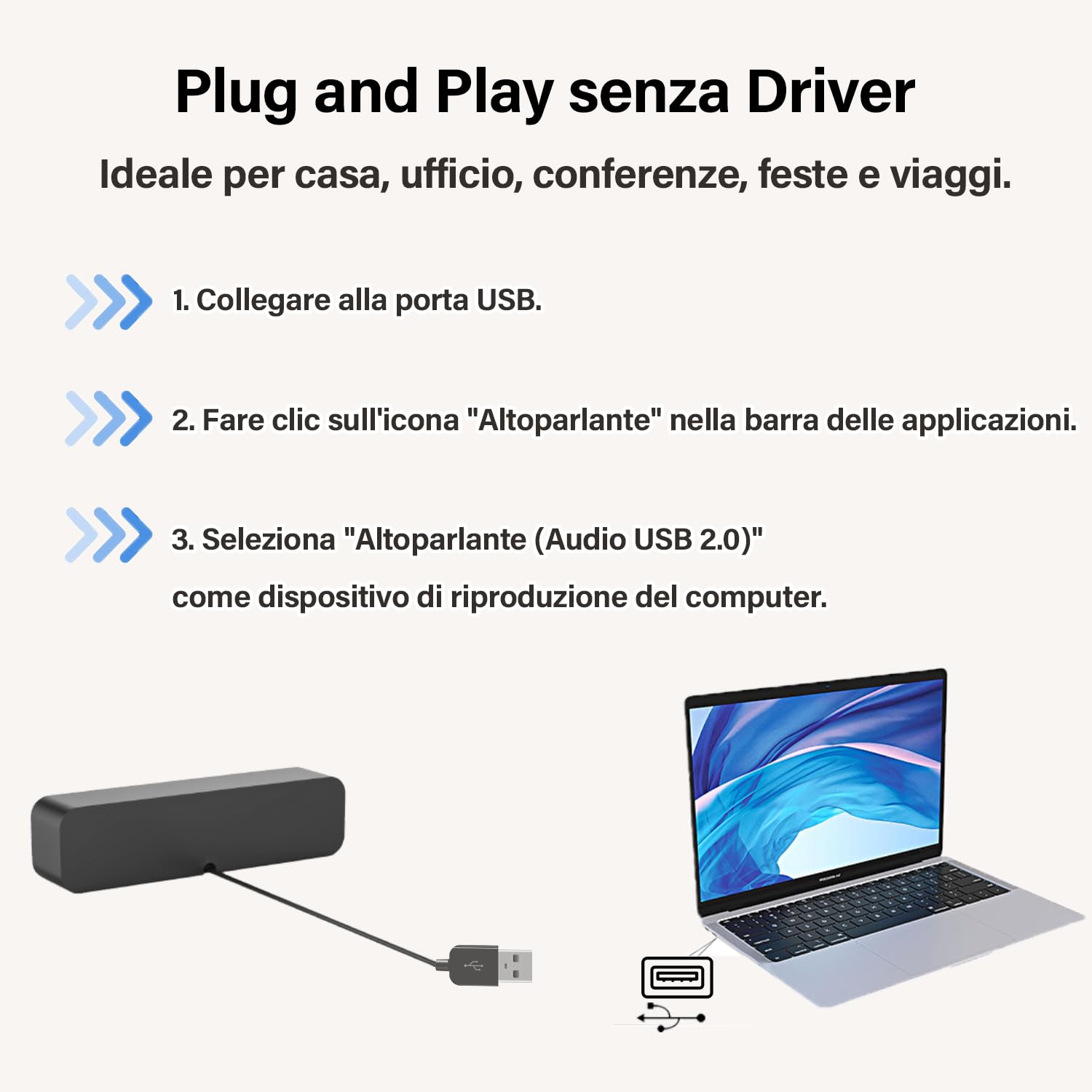 Mini Altoparlante per PC, Casse Computer con Alimentazione USB, PC Stereo Sound Portatile Soundbar per Tablet Desktop Laptop e Banco Cassa