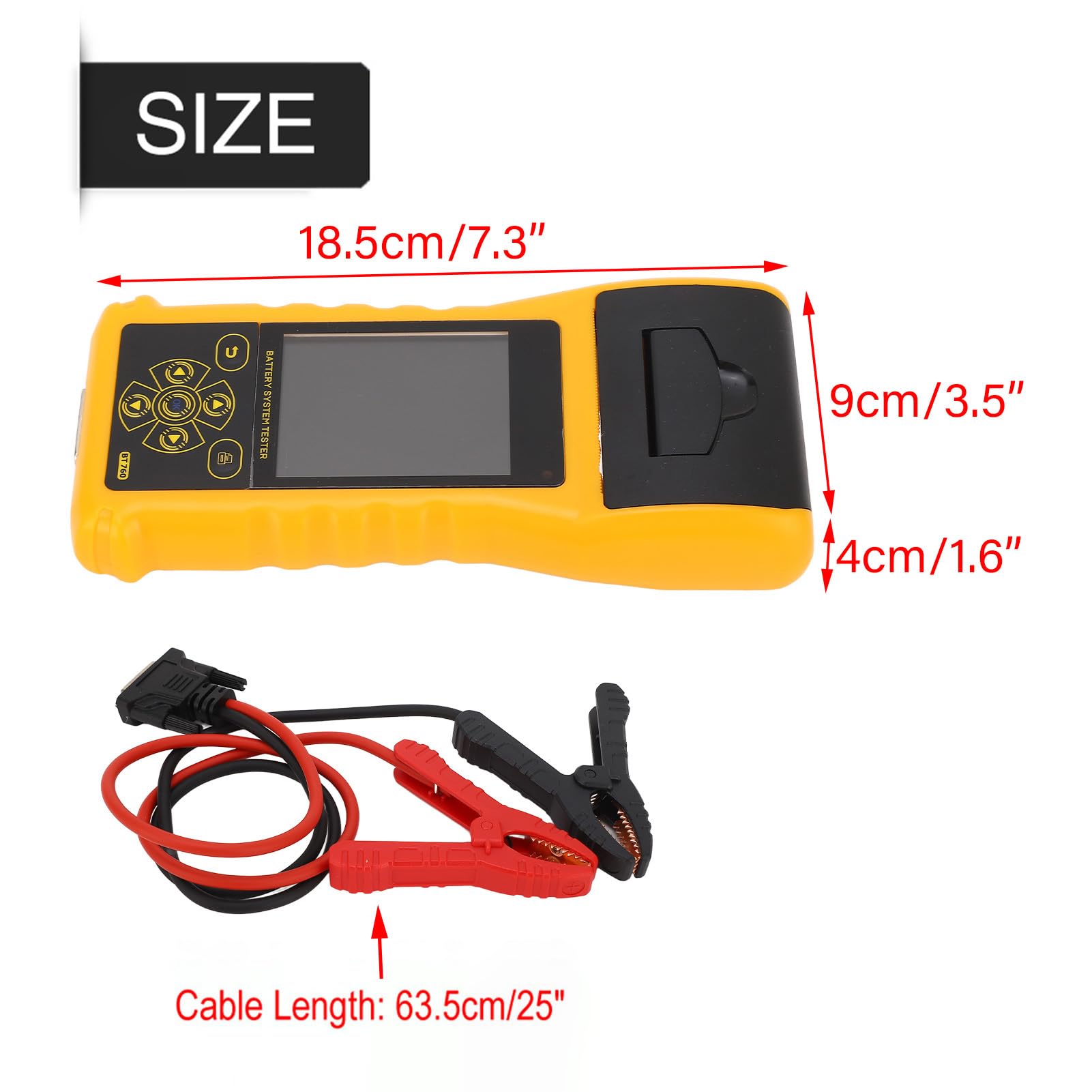 Automotive Digitale 12V Test con Stampante Tester Batteria Multilingue, Analizzatore di Ricarica Auto