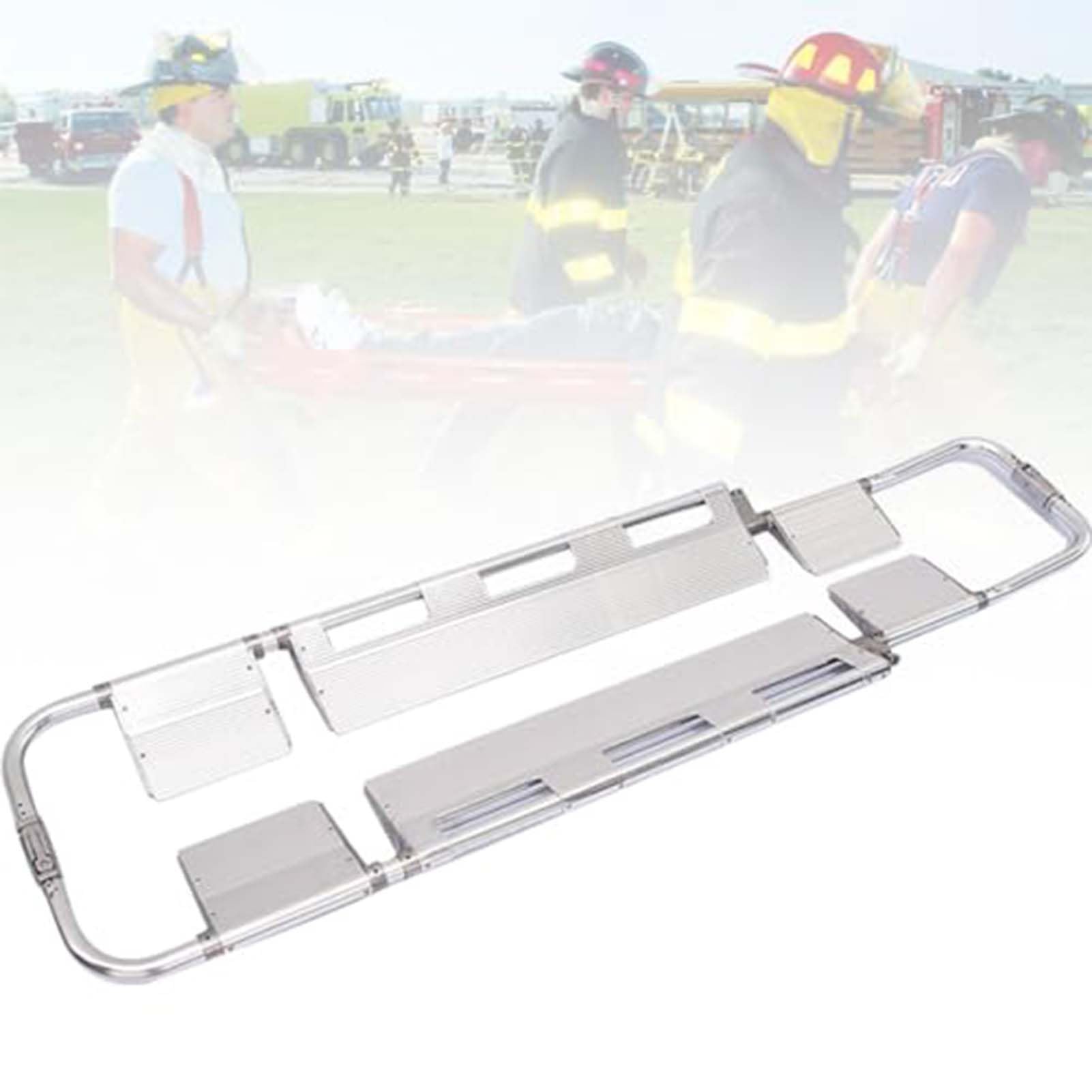 SGKOMN Foldable Aluminum Scoop Emergency Portable, Medical Emergency Stretcher, Adjustable Length Travel Size Patient Transport Medical Stretcher