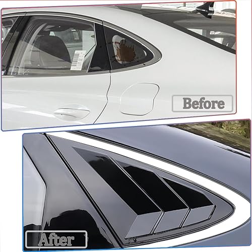 Vista 27 de 2 unids trasero ventana lateral persianas cubierta cubierta cubierta persianas ajuste para Hyundai Sonata 2011 2012 2013 2014 - ABS negro brillante