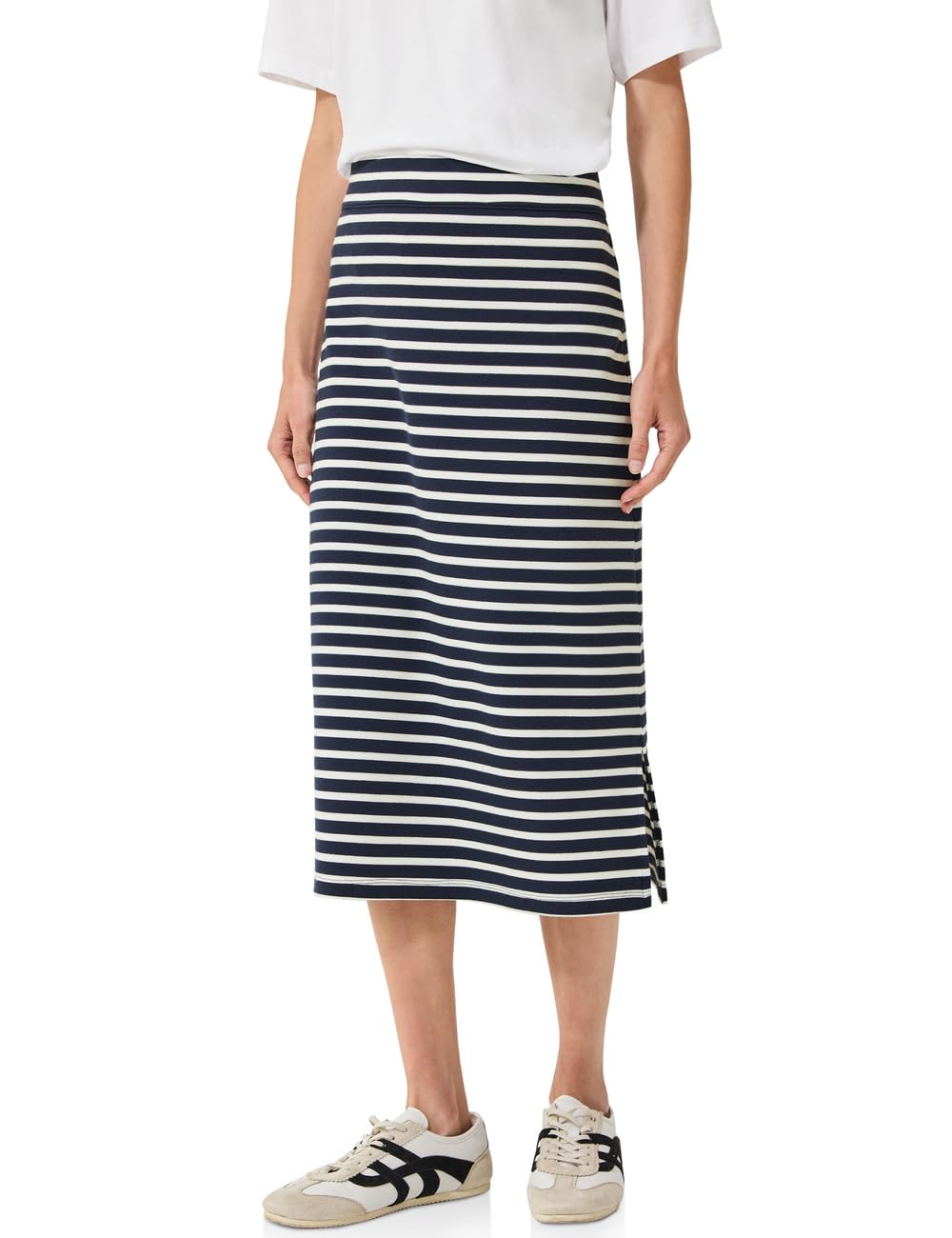Damen Midi-Rock mit Streifenmuster