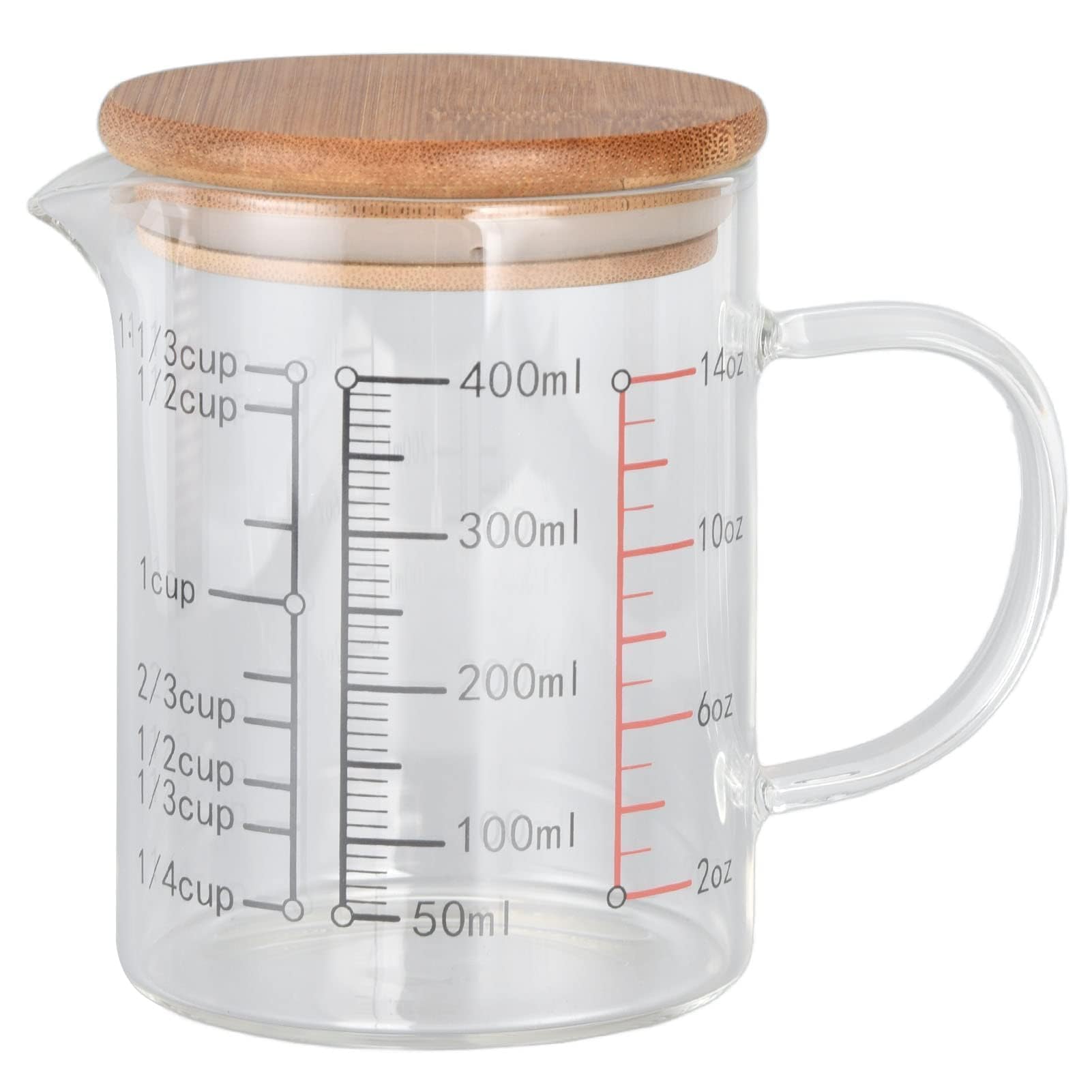 Tasse à mesurer en verre avec bec verseur anti-goutte pour cuisine