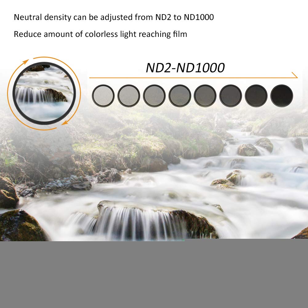 Filtr ND 95 mm, ND2 do ND400 filtr o zmiennej neutralnej gęstości do do Nikon do lustrzanki i aparatu bezlusterkowego