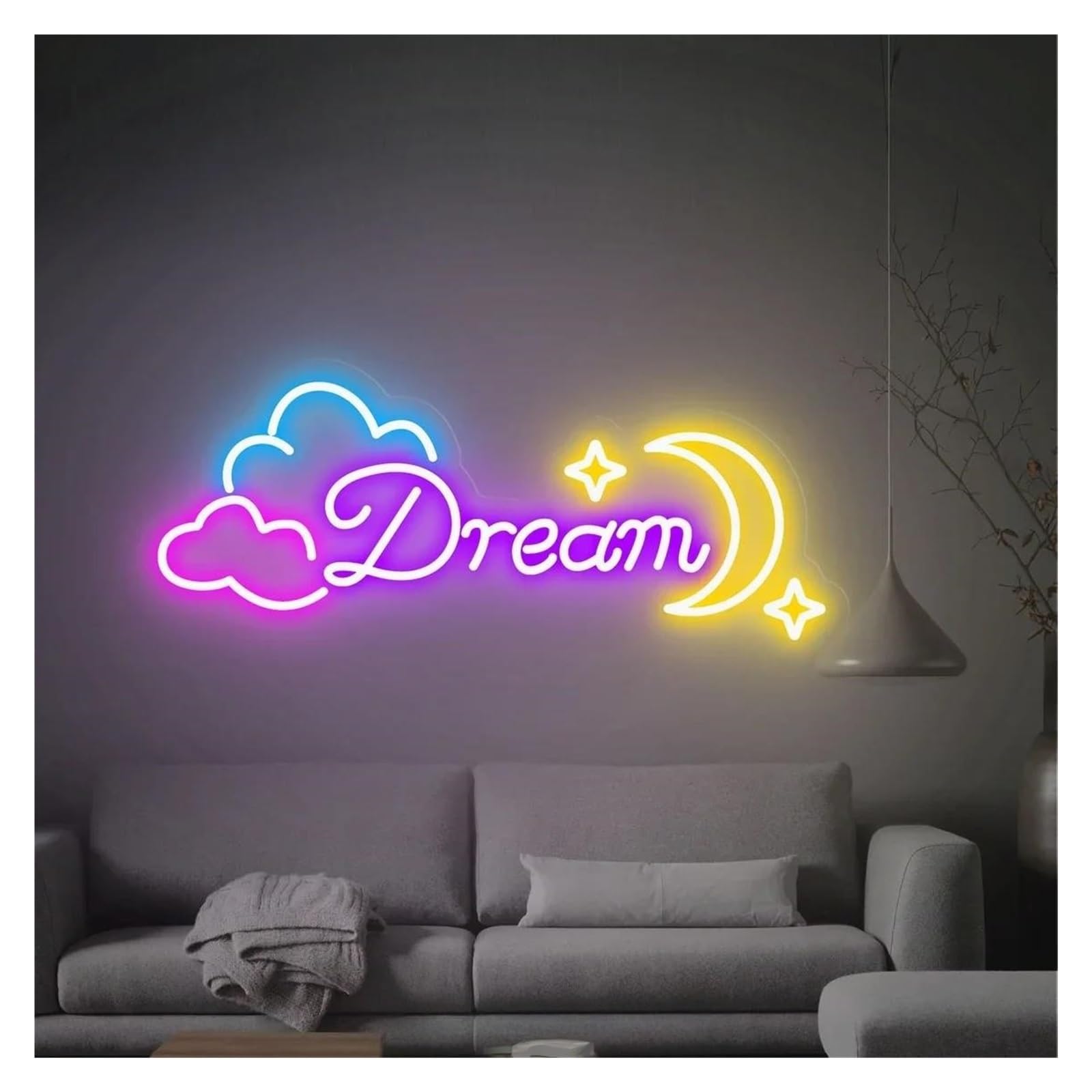 Lemst D Signs Lamp Ream Neon Signs Usb Powere Adjustable Brightness Ream Letter Neon Lights Suitable For Club Ecor 48Cmx25cm(D)