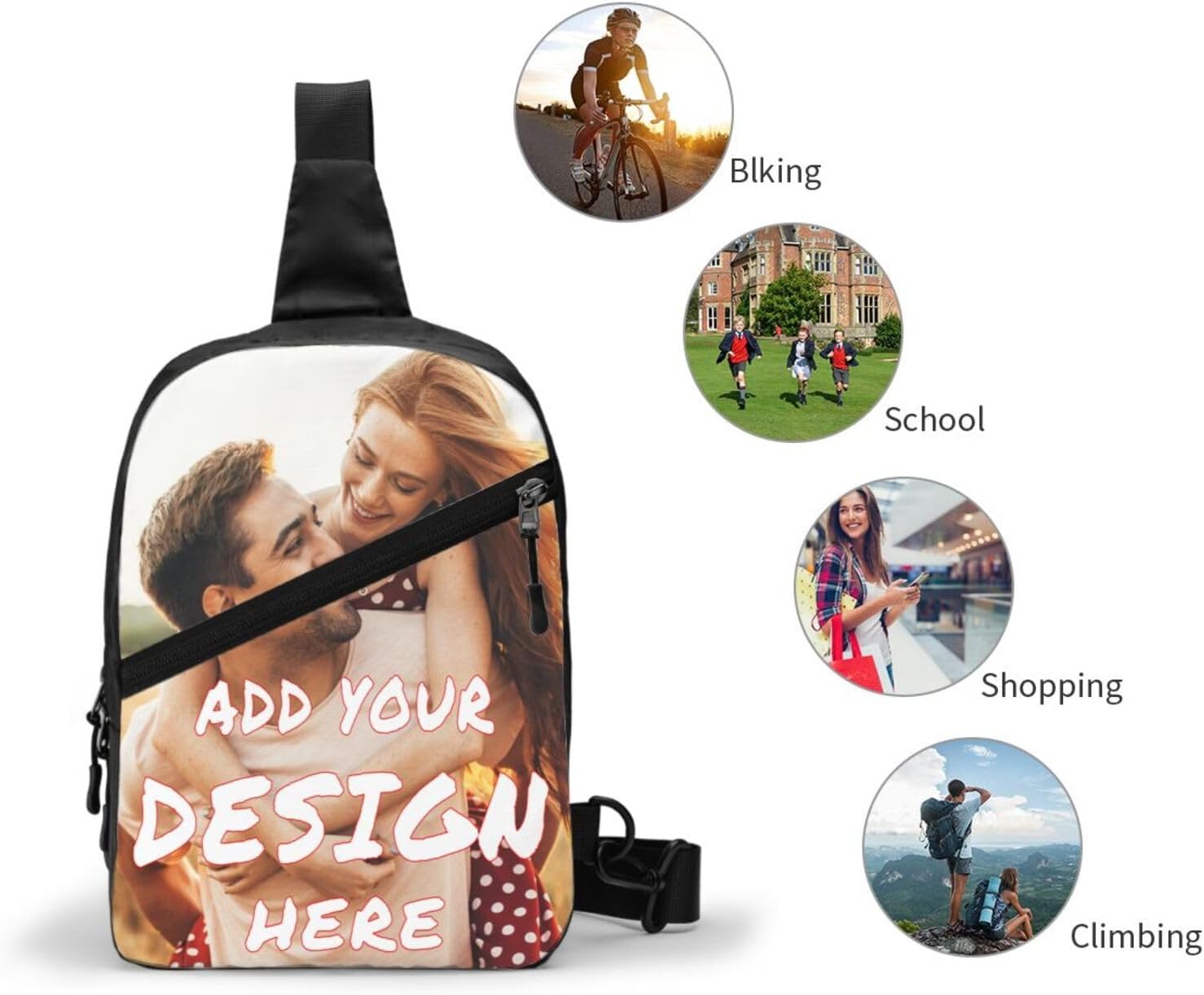 Custom Sling Bag,Personalized Sling Bag Custom Chest Bags Add Your Photo/Text/Logo,Customizable Chest Shoulder Bag For Men Women