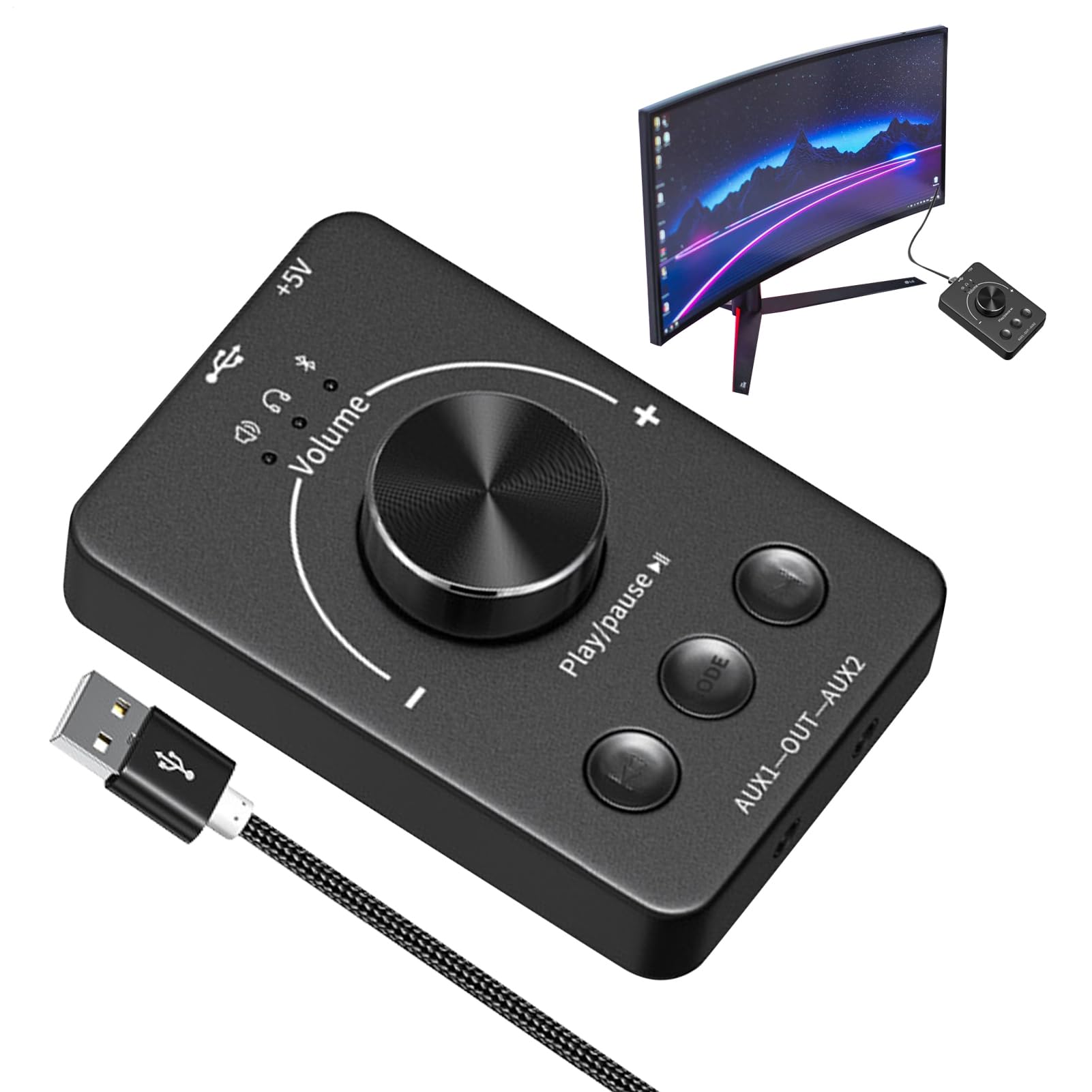 PC-Lautstärkeregler, Multimedia-Lautstärkeregler | USB-Multimedia-Lautstärkeregler | USB-Lautstärkeregler Mit Vier Rutschfesten Pads Für Zuhause, Internetcafé, Schule, Arbeitsbereich