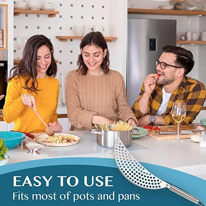 Miniatura 2 de Colador de olla con asa, de acero inoxidable, escurridor de media luna para espagueti, fideos, frutas, verduras, pasta, colador, escurridor de