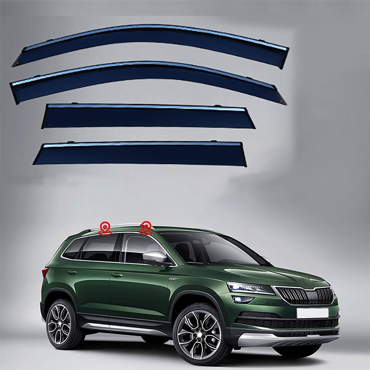 PANXUC Car Wind Deflectors for Skoda KAROQ MK1-NU7 2018 2019 2020 2021 2022 2023, Side Window Wind Rain Deflector Window Visor Sun Rain Guard Smoke Guards