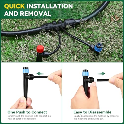 Image of Drip Irrigation System for Garden, 2026-Upgraded Quick Connect Garden Watering Kit All-in-One with 1 /2 inch 1 /4 inch Irrigation Tubing for Garden, Lawn, Greenhouse, Raised Beds (91FT)