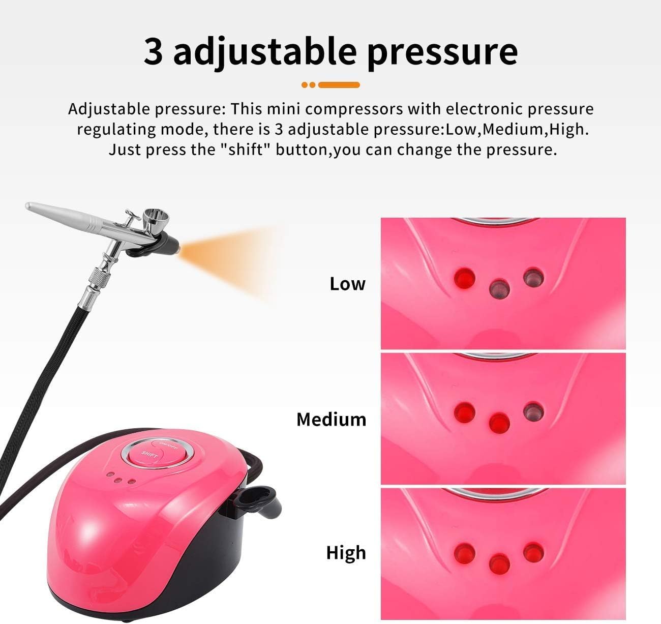 CYBERNOVA Set compressore mini aerografo Kit aerografo spray a doppia azione per trucco, decorazione di torte, artigianato, smalto per unghie art(rosa)