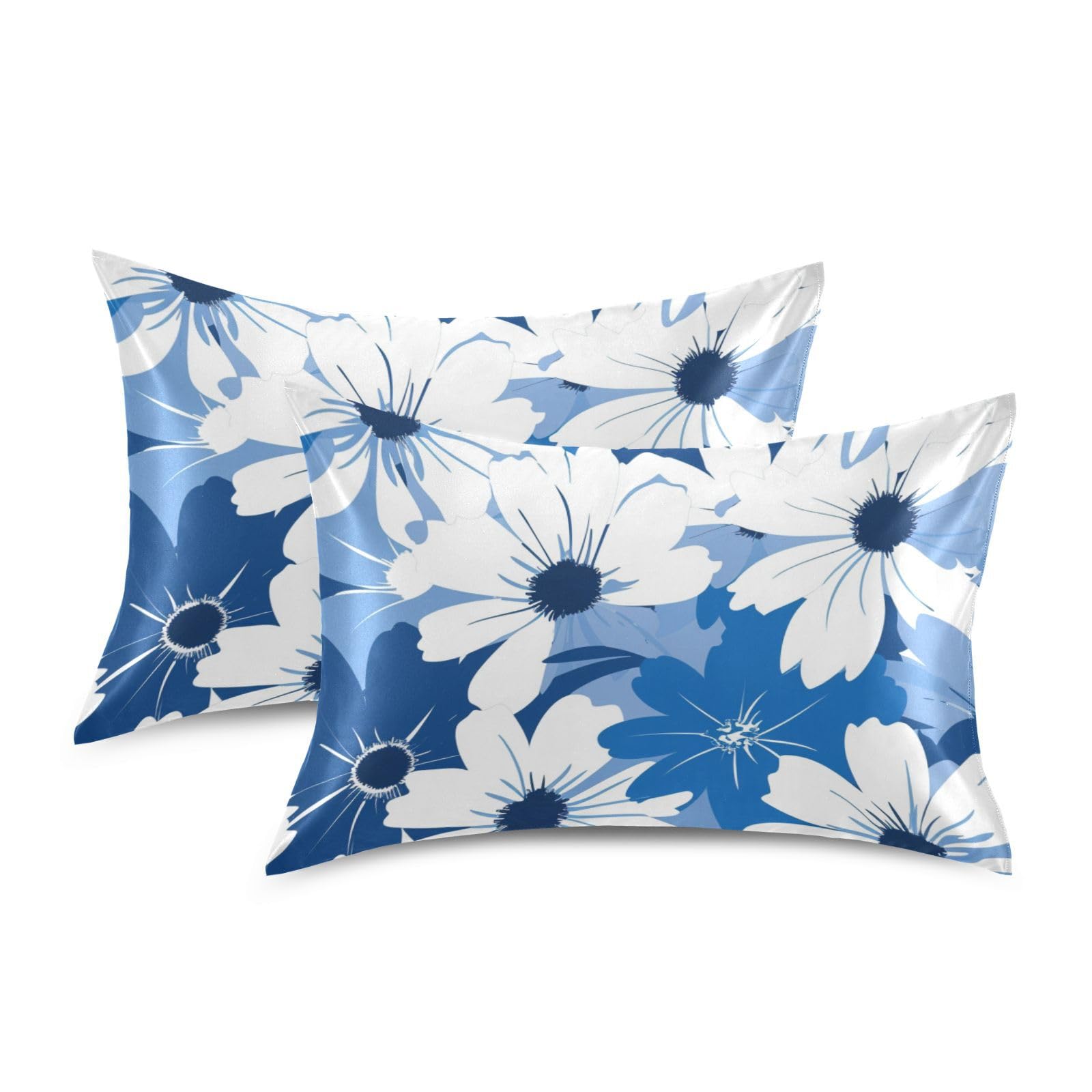 Customizable Blue and Flower and Whites Pillow sham Little Girls Pillow Cases Cool Cotton Pillow Cases Envelope Pillowcase Flannel Queen Size Pillow Cases 20x30 inches