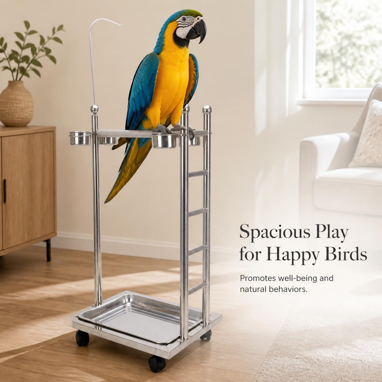 Soporte Ajustable para Aves con Ruedas, Size to 3
