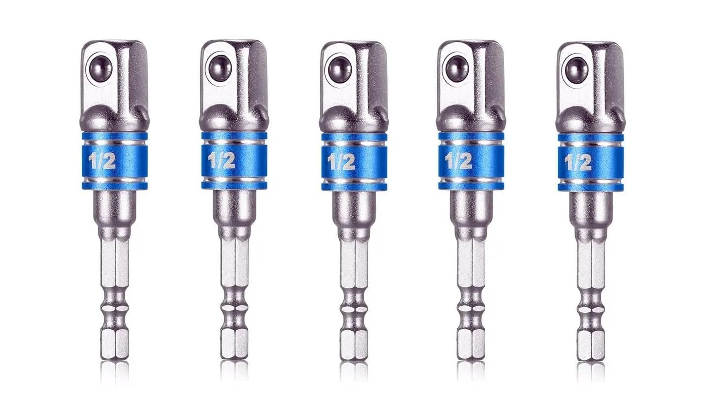 AASONS Wrench Socket Adapter Drill Bit Hex Shank 1/2"SD with Steel Balls Driver Drill Impact Power Socket Extension Bit Nut Driver Square Drive Converter Adapter (Pack of 5) (B0CG8SYW4N) Amazon Price History, Amazon Price Tracker