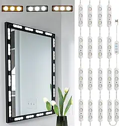 Luzes de LED para espelho, 18 x 3 LEDs 3 metros estilo Hollywood luzes espelhadas fixam-se para maquiagem penteadeira, 3 cores reguláveis e 10 níveis de brilho para espelho de mesa e banheiro.