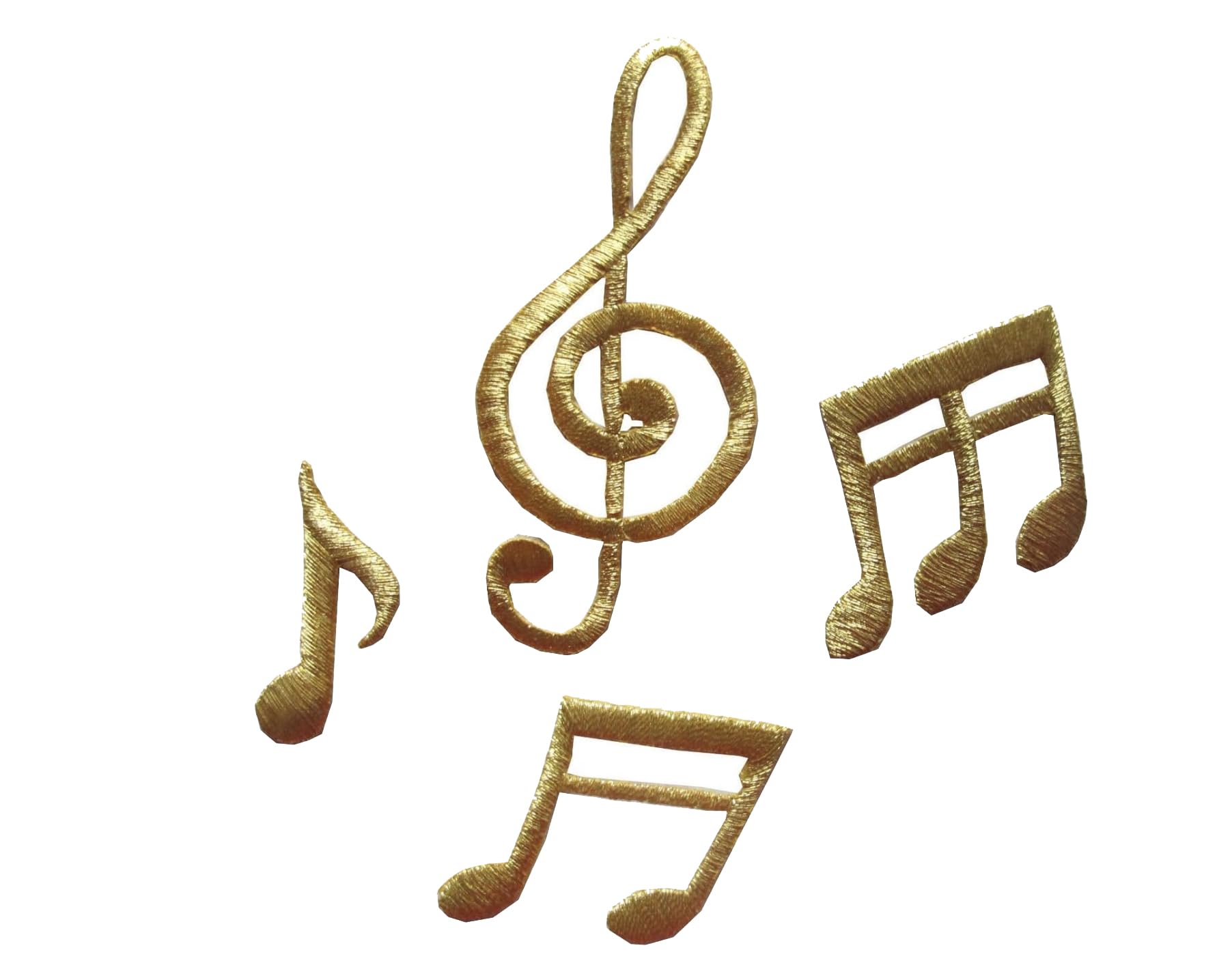 Lot 4Pcs Gold/Golden Music Notes Sewing Embellishments Applique Patches Embroidery Iron On Craft, Sewing, Clothing, Scrapbooking