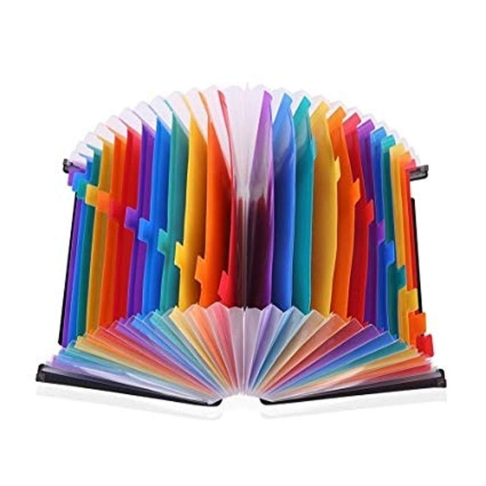 OakPine 24 Pocket Expanding File Folder Large Plastic Rainbow