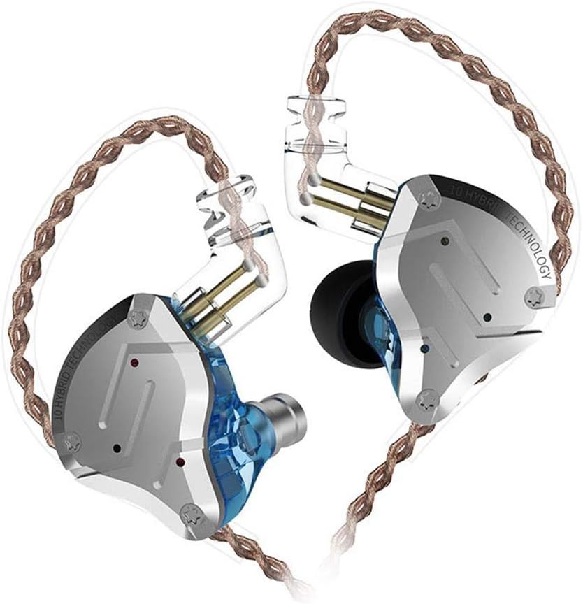 Tenlso KZ ZS10 Pro In-Ear Earphones, 4BA 1DD 5 Driver HiFi Metal Headset With Stainless Steel Faceplate, 2 Pin Detachable Cable