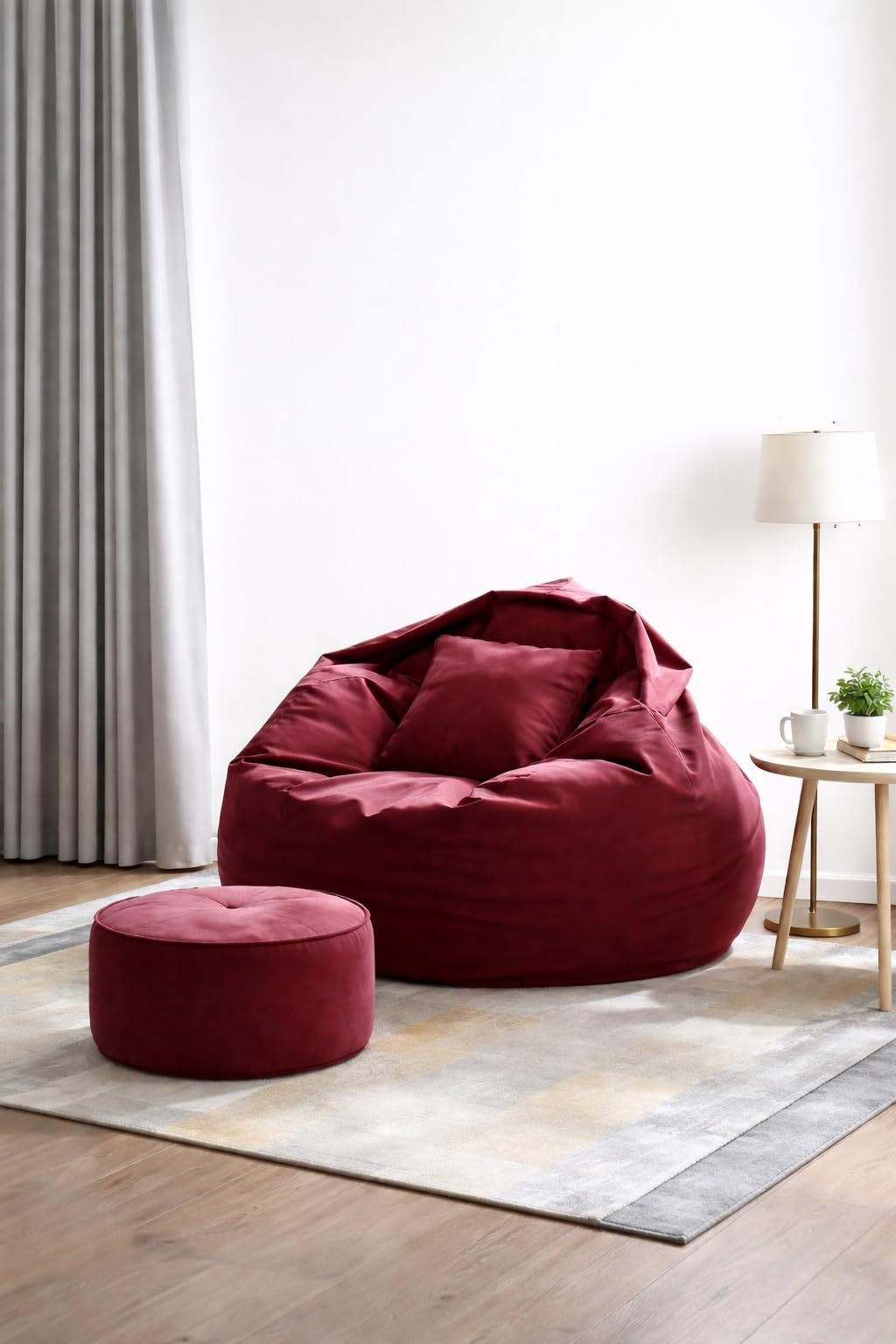 karuto XXXXXL Bean Bag Cover with Footrest & Cushion (Without Beans) 4XL (Premium Brown, 4XL)