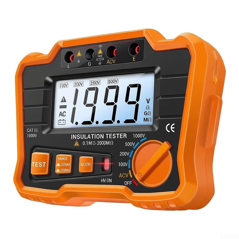 MH10 Isolationsmesser 0.1-2000MΩ LCD Hintergrundbeleuchtung(Orange)